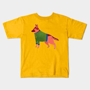 German Shepherd in a fancy, festive sweater Kids T-Shirt